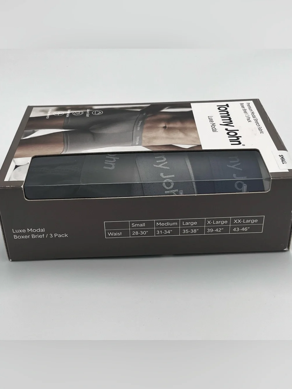Tommy John Luxe Modal 3-Pack Boxer Briefs - Blue, Gray, Black Men’s Size Small